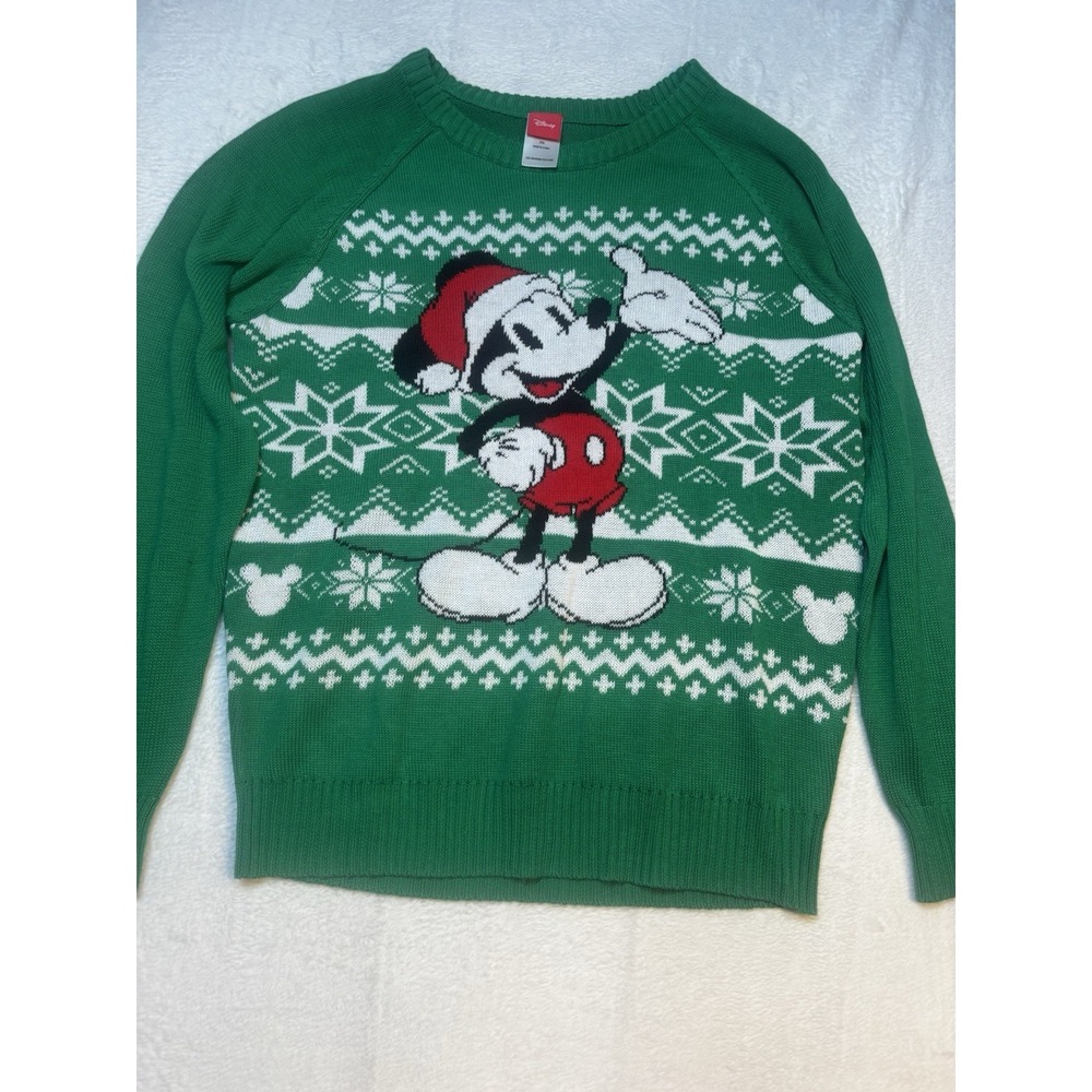 Disney Mickey Mouse Christmas Sweater XXL - Runs Small - Green‎ Ugly